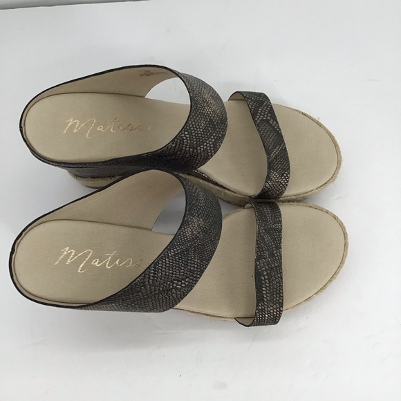 Matisse Flora Espadrille Platform Wedge Sandal Leather Reptile Print Size 9 - Picture 8 of 11